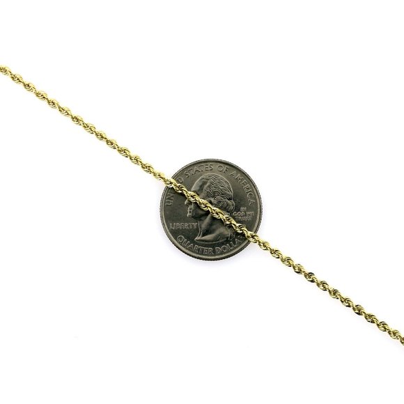 10K Yellow Gold 2mm Rope Chain Necklace 18" inch - Picture 3 of 6